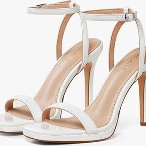 NEW Womens Stilettos Heeled Sandals Open Square Toe Heels,4.3 Inch Open Toe Ankl